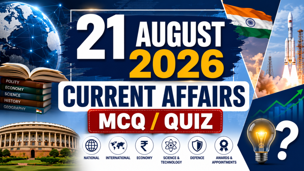 21 august 2026 Current Affairs MCQ/QUIZ