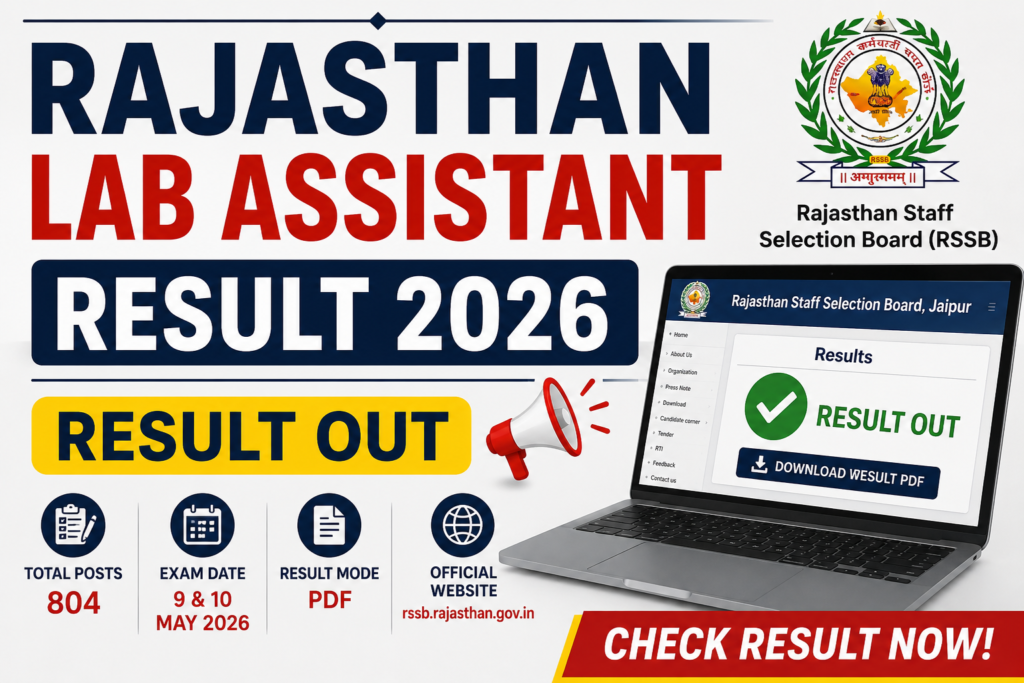 Rajasthan RSSB Lab Assistant Result 2026